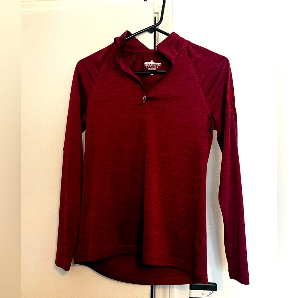 Red workout long sleeve top